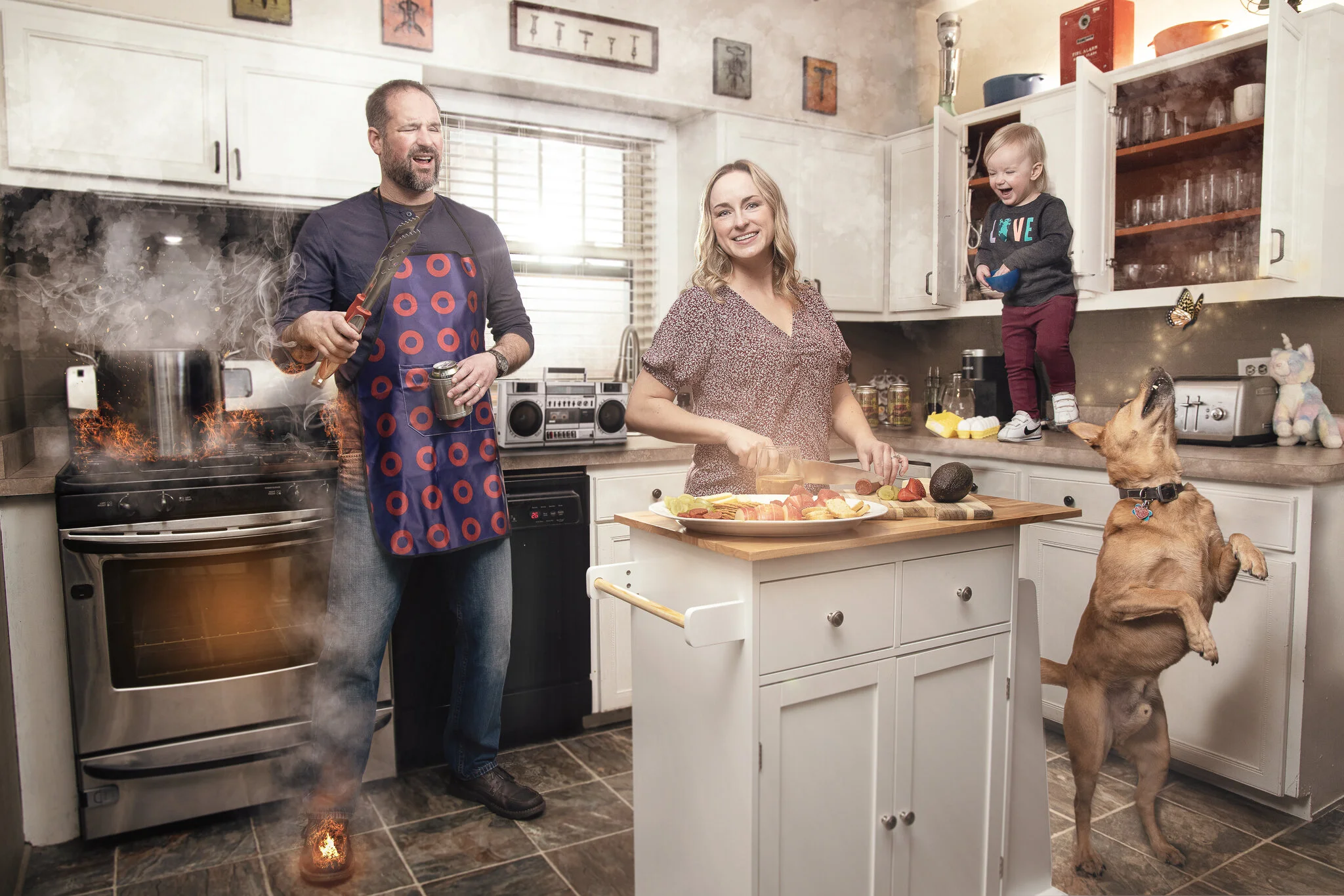 Creative family composite portrait